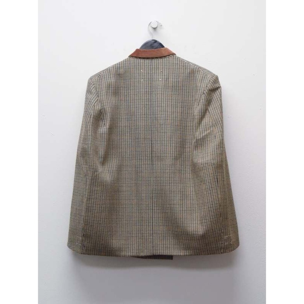 Maison Margiela Houndstooth Plaid Cape Jacket Brown Camel Wool IT 44 US Size 12 - Picture 7 of 16